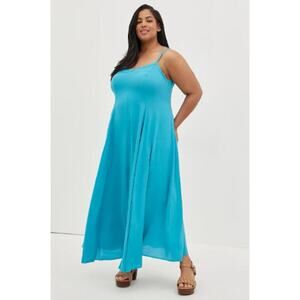 Torrid Women's Challis Trapeze Maxi‎ Dress Size 2x Teal 2021